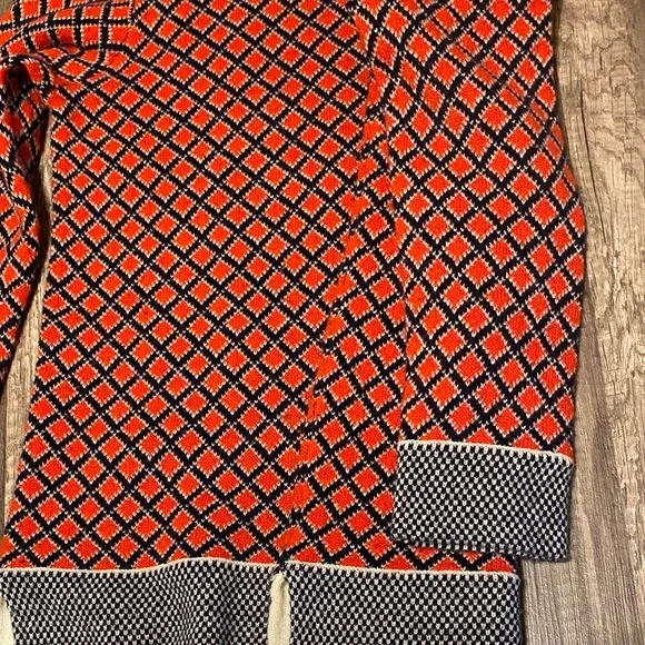 J. Crew Red and navy Geometric Crew Neck Sweater - Picture 9 of 10
